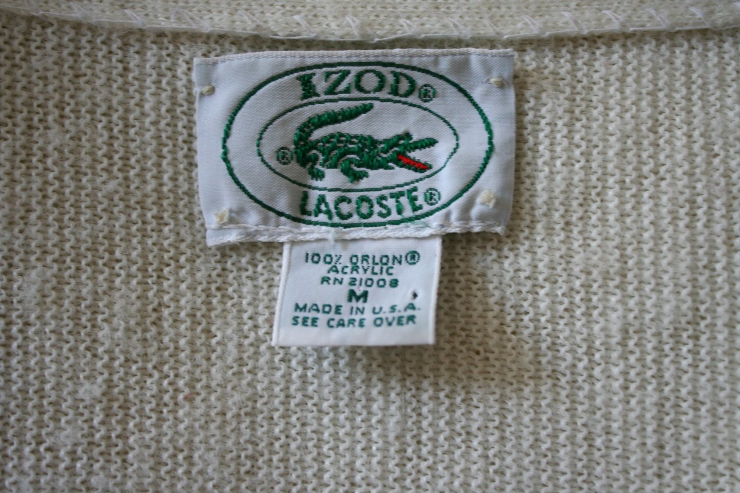 Vintage 80's Men's IZOD LACOSTE Cardigan Sweater Alligator Logo Medium