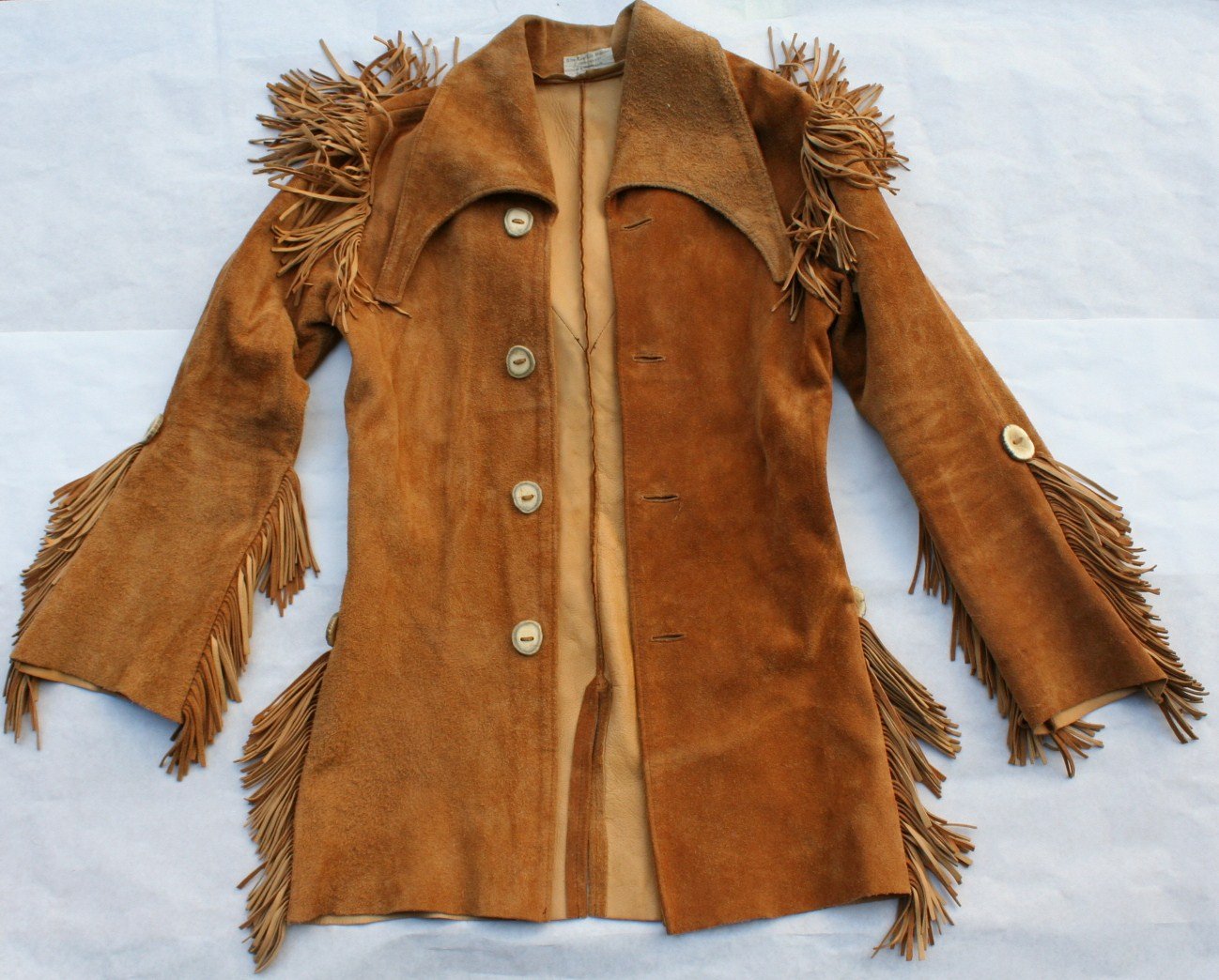 Men's Vintage Handmade Hippie Mountain Man Suede Leather Jacket Coat USA