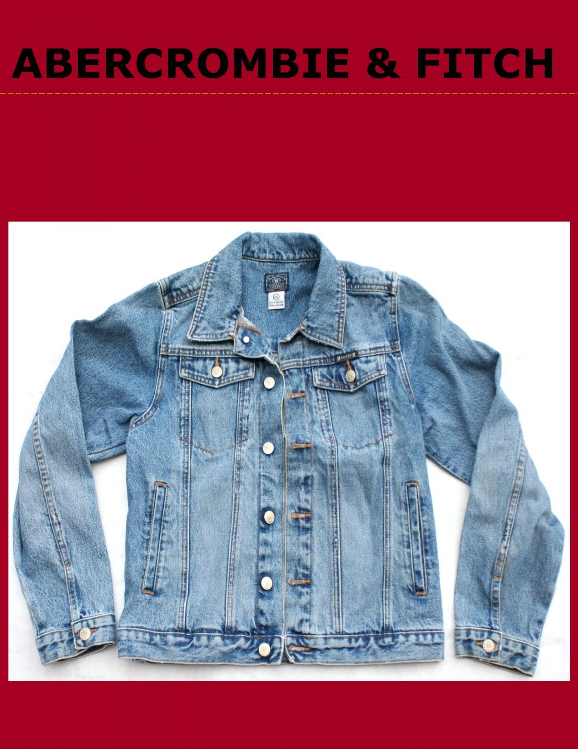 Men's ABERCROMBIE AND FITCH Unlined Denim Jean Jacket Size Large