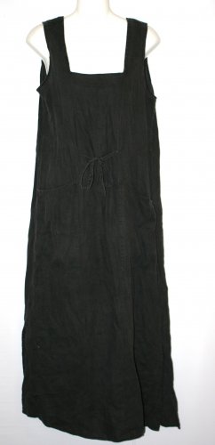 Vintage FLAX by Jeanne Englehart Jumper dress black linen S