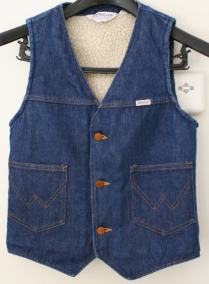 Vintage 70's Western Wrangler No-Fault Sherpa Lined SANFOR-SET Denim Vest USA Small