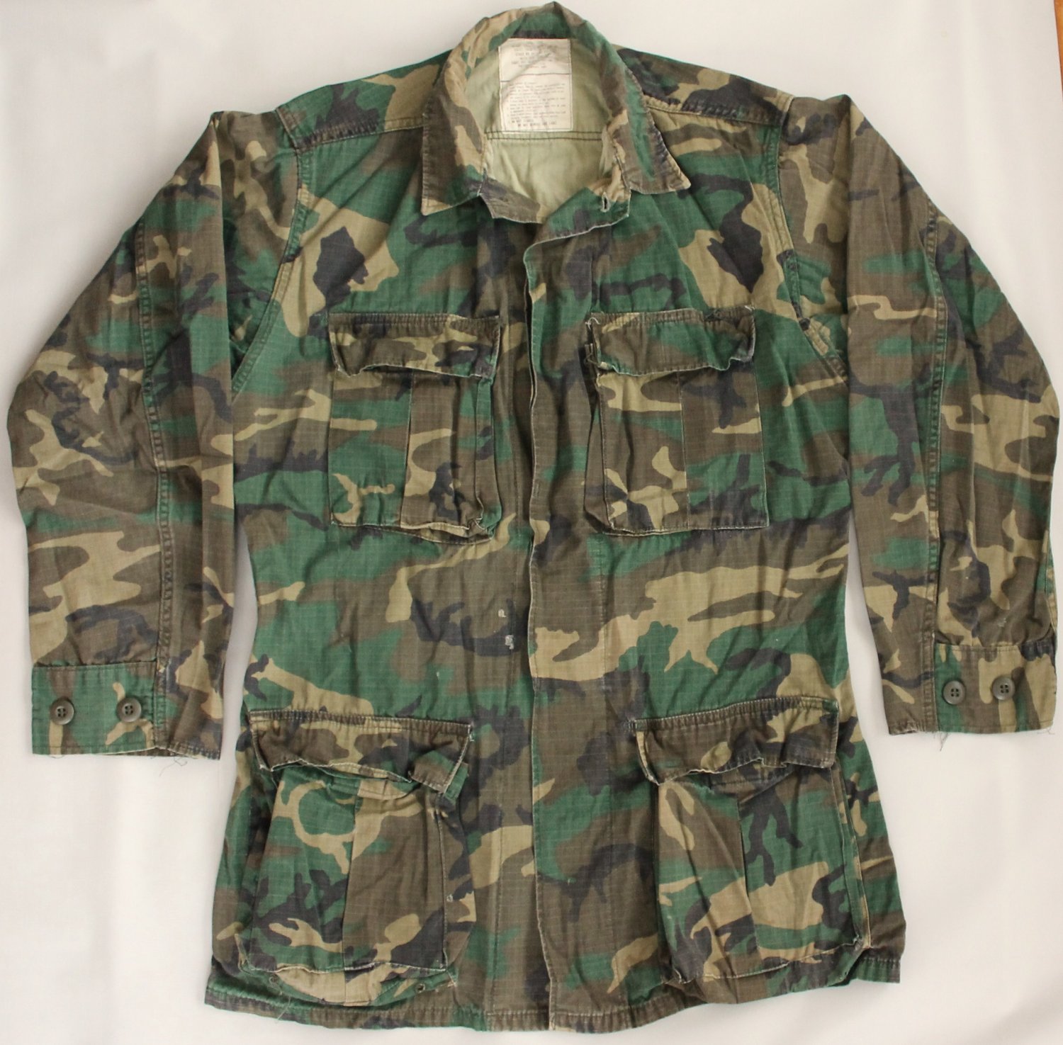 U.S. ARMY Military Field Shirt/Coat - Woodland Camo RIPSTOP - Small Long