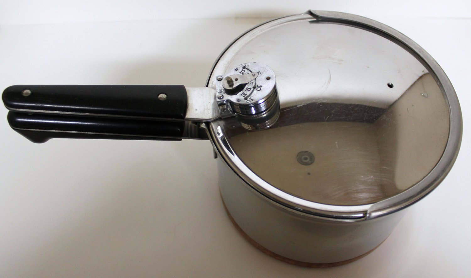 Vintage 50s 60s 4 Quart Revere Ware Stainless Steel Pressure Cooker 0495