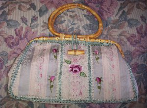 Cottage Chic  Handbag with Bambo Handles