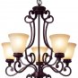 Italian Style 5 Lt Oil Rubbed Bronze Chandelier with Amber Frost Glass 6564ROB