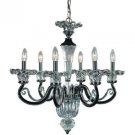 Trans Globe Black and Clear Crystal Six Light Chandelier Estoril-6