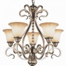 Burnished Gold Chandelier with Amber Iridescent Glass 8575BRG