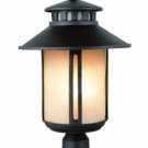 Black Craftsman Outdoor Post Top Lantern with Amber Glass 5955BK