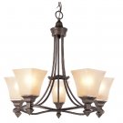 Trans Globe Antique Bronze Chandelier with Tea Stain Glass 70235