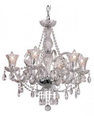 Trans Globe Traditional Crystal Six Light Chandelier HX-6