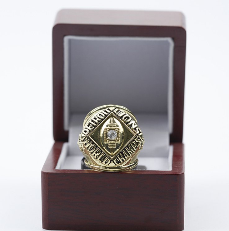 1957 Detroit Lions NFL super bowl championship ring size 11 with wooden ...