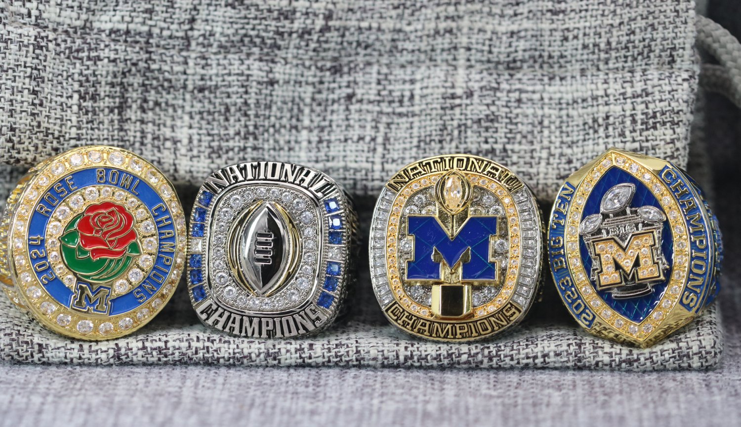 FULL SET 4PCS 2024 Michigan Wolverines FINAL NCAA CHAMPIONSHIP RINGS 7-16S
