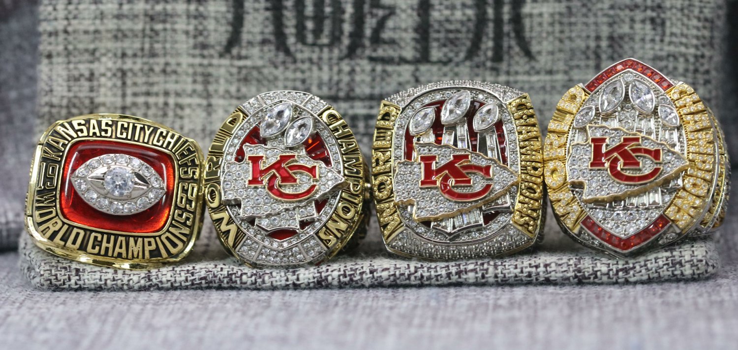 Full Set 4PCS Kansas City Chiefs KC Super Bowl Ring 7-16S Player ring