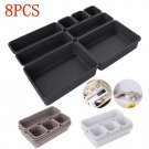 8pcs Household Drawer Organizers Dustproof Desk Stationery Storage Box Women Makeup