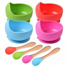 2PCS/Set Silicone Baby Feeding Bowl Tableware for Kids Waterproof Suction Bowl With Spoon