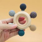 1PC Silicone Teether Baby Rudder Shape Wooden Teether Ring Kid Gift Food Grade Silicone