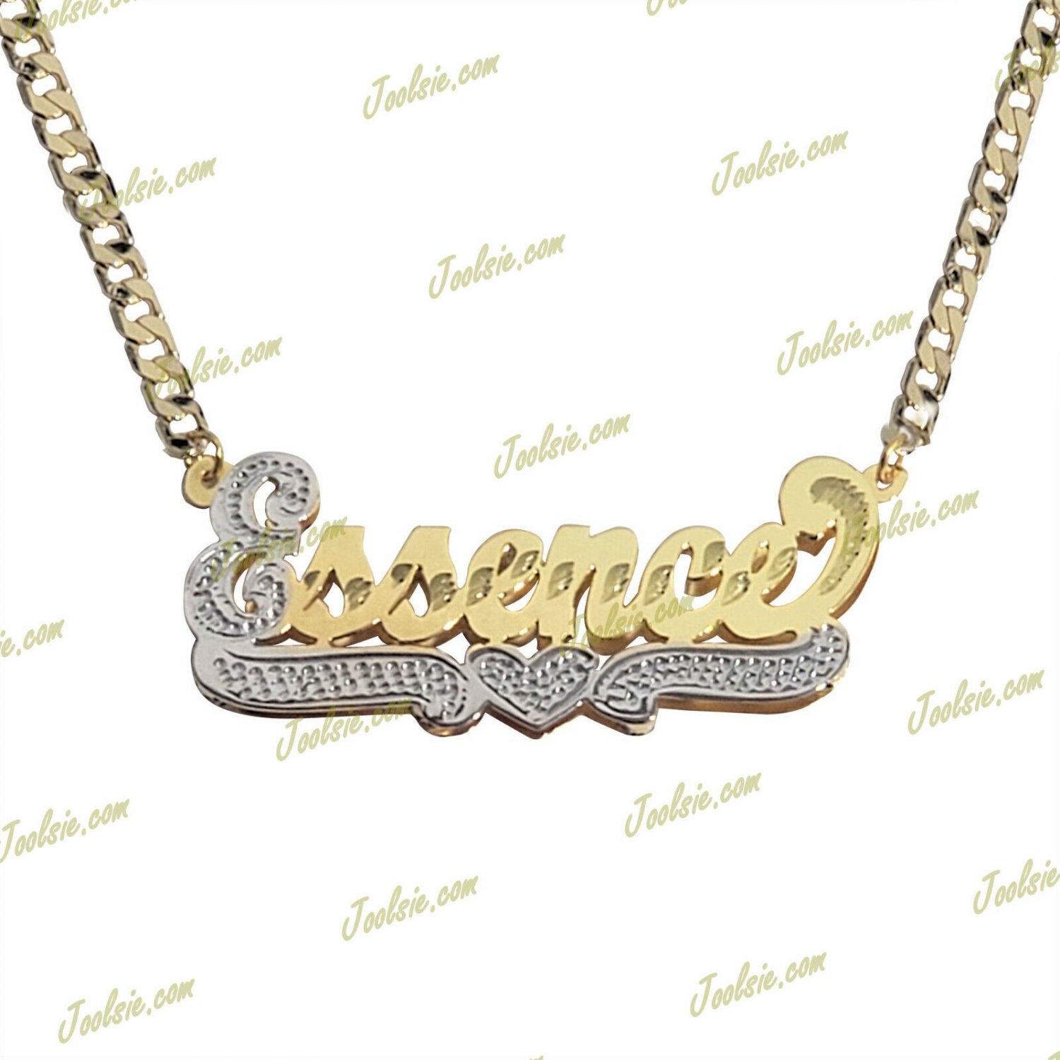 Personalized Gold Plated / 2TONE / SILVER DOUBLE Name Plate Necklace ANY NAME