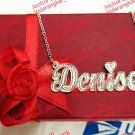 PERSONALIZED SINGLE STERLING SILVER NAME PLATE NECKLACE