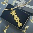 ITALIC 14K GOLD PLATED VERTICAL W/ ROELX CROWN NAME PLATE  NECKLACE UNISEX