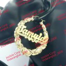 PERSONALIZED 14K GP 2.5" MEDIUM/LARGE XO BAMBOO NAME EARRINGS ANY  NAME up to 9