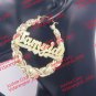 PERSONALIZED 14K GP 2.5" MEDIUM/LARGE XO BAMBOO NAME EARRINGS ANY NAME up to 9