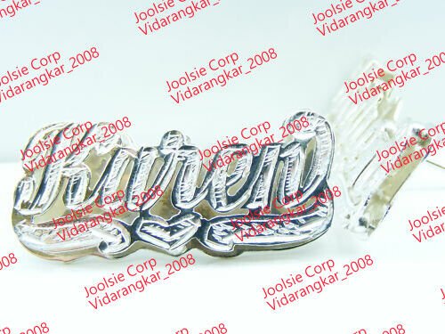 PERSONALAIZED  STERLING SILVER  STUDS DOUBLE 3D PLATE NAME EARRINGS oe2