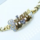 PERSONALIZED 14K  GF Double NAME PLATE BRACELET HUGS & KISSES Dove US Ship
