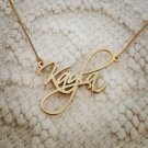 PERSONALIED 18K GOLD PLATED NAME PLATE NECKLACE ANY NAME * Fancy Font  US SELLER