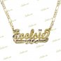 Personalized Gold Plated / 2TONE DOUBLE Name Plate Necklace ANY NAME/COLOR/CHAIN