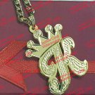 PERSONALIZED 14K GP 3D DOUBLE PLATED SCRIPT INITIAL PENDANT W/ ROLEX CROWN