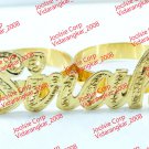 PERSONALIZED 14K YELLOW GOLD PLATED TWO 2 FINGER NAME RING /ANY NAME / ANY SIZE