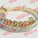 PERSONALIZED BABY 14K GOLD PLATED CROWN NAME CUFF BANGLE BRACELET