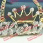 PERSONALIZED 14K GP 3D DOUBLE PLATED SCRIPT NAME PLATE NECKLACE W/ROLEX CROWN