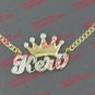 PERSONALIZED 14K GP 3D DOUBLE PLATED SCRIPT NAME PLATE NECKLACE W/ROLEX CROWN