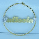 PERSONALIZED 14K GP 2.5" ROUND HOOP NAME EARRINGS GIFT/JEWELRY any name up to 9