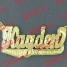 PERSONALIZED 14K GOLD PLATED UNISEX MEN'S DOUBLE NAME PLATE NECKLACE, ANY NAME
