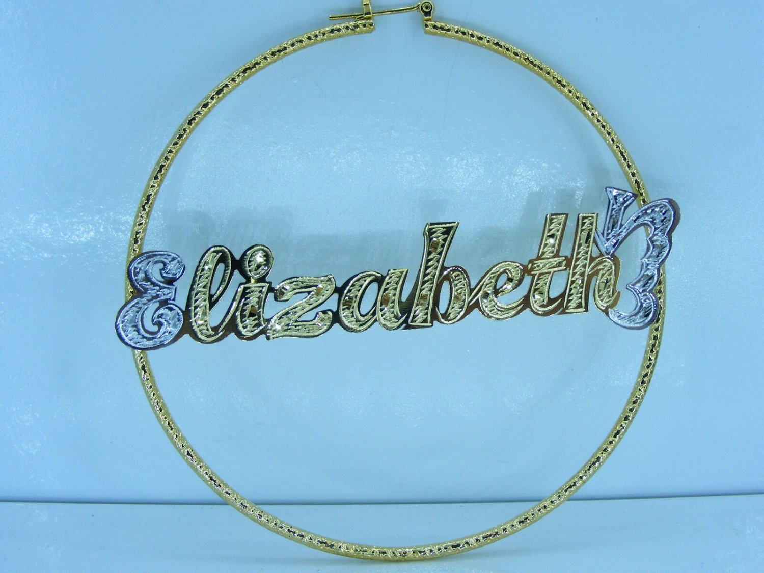 PERSONALIZED 14K GP JUMBO 3.00" ROUND  HOOP NAME EARRINGS GIFT/JEWELRY ANY NAME