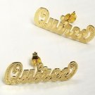 PERSONALIZED 14K GOLD PLATED  1" STUD NAME EARRINGS ANY NAME UP TO 7 (Unisex)