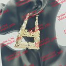 PERSONALIZED 14K GP 3" (LARGE) TRIANGLE BAMBOO DOOR KNOCKERS ANY NAME EARRINGS