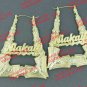 PERSONALIZED 14K GP 3" (LARGE) TRIANGLE BAMBOO DOOR KNOCKERS ANY NAME EARRINGS