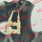 PERSONALIZED 14K GP 3" (LARGE) TRIANGLE BAMBOO DOOR KNOCKERS ANY NAME EARRINGS