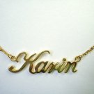 PERSONALIED 14K GOLD PLATED NAME PLATE NECKLACE ANY NAME UP TO 9 LETTERS