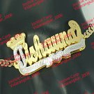 PERSONALIZED 14K GOLD PLATED DOUBLE NAME PLATE BRACELET W/ ROLEX CROWN ,ANY NAME