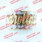 PERSONALIZED 14K GOLD GP  NAME RING DOUBLE 3D W/ HEART (ANY NAME UP TO 7 LETTERS