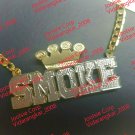 PERSONALIZED 14K GP 3D DOUBLE PLATEDB LOCK NAME PLATE NECKLACE W/ROLEX CROWN
