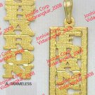 PERSONALIZED 14K GOLD PLATED VERTICAL NAME PLATE NECKLACE W/ OR WO FRAME *