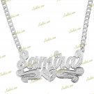 PERSONALIZED SILVER 3D DOUBLE PLATED SCRIPT NAME PLATE NECKLACE ANY NAME US SELL