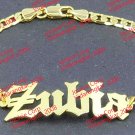 PERSONALIZED 14K GOLD PLATED OLD ENGLISH LINK BRACELET ,ANY NAME UP TO 9 LETTERS