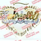 PERSONALAIZED 14K OLD PLATED 2 1/4" (MEDIUM) HEART BAMBOO NAME EARRINGS ANY NAME