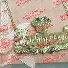 PERSONALIZED 14K GP 3D DOUBLE PLATED SCRIPT NAME PLATE NECKLACE / Any character